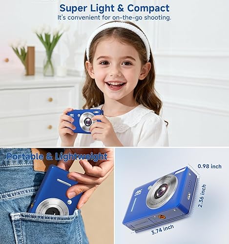 Miniatura 6 de Cámara digital, 44MP FHD 1080P apuntar y disparar cámara digital con zoom de 16X, pequeña cámara compacta con detección facial, tarjeta SD de 32 GB,