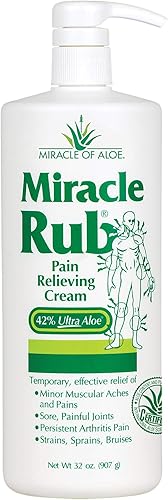 Miracle of Aloe Miracle Rub - Crema para aliviar el dolor, 32 onzas, alivio rápido y eficaz para artritis, dolor muscular y articular, fórmula