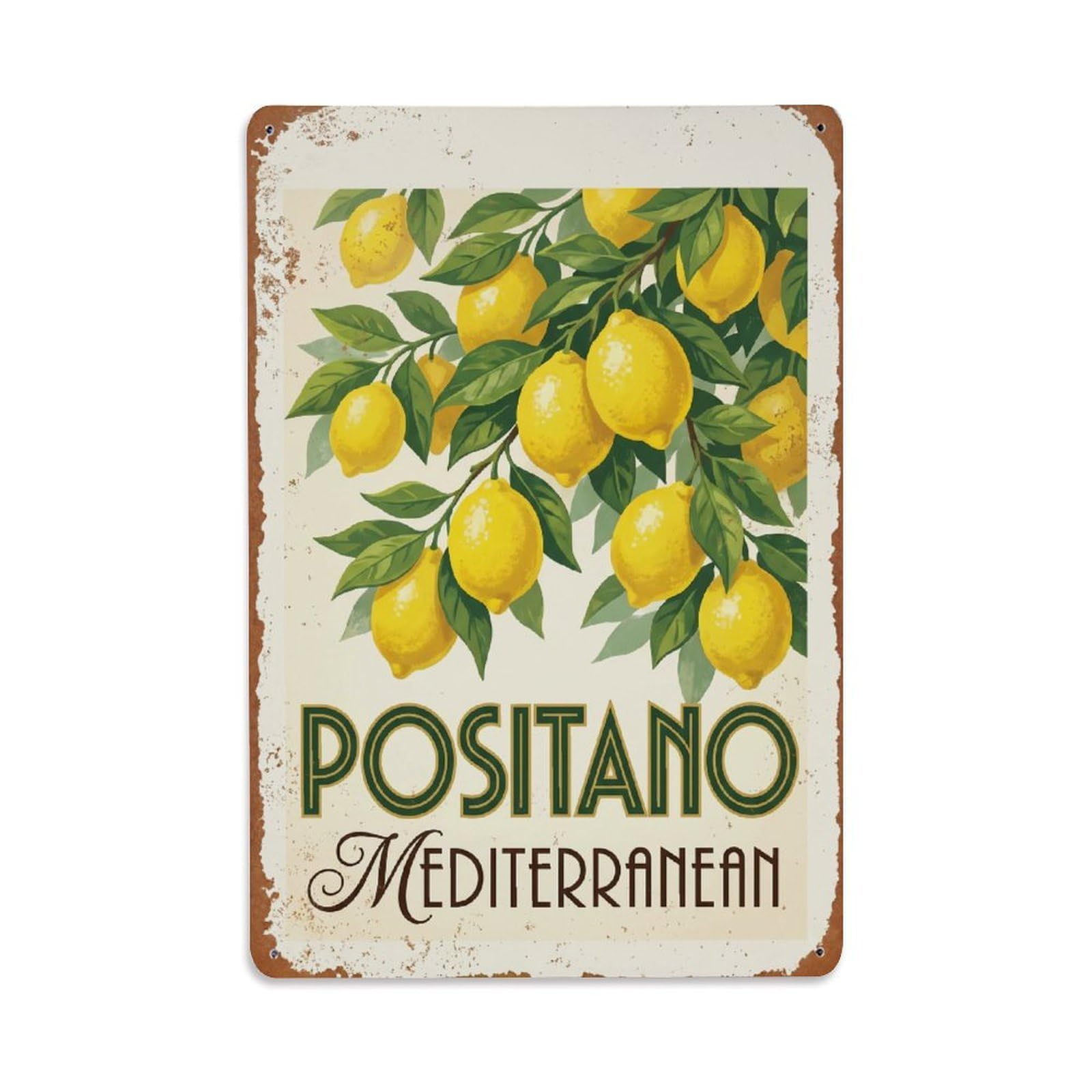Vintage Travel Positano Italy Traveler Metal Tin Sign
