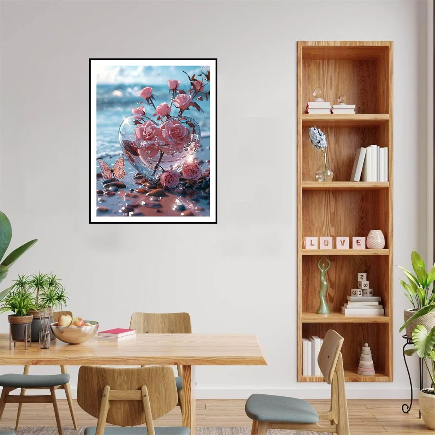 Diamond Painting Kits for Adults, 60x80cm Diamond Painting Rose, Full Drill Round Diamond Dots Paintings for Beginners, Paint by Numbers Gem Art Diamond Painting Heart Kits, for Home Wall Decor Gifts