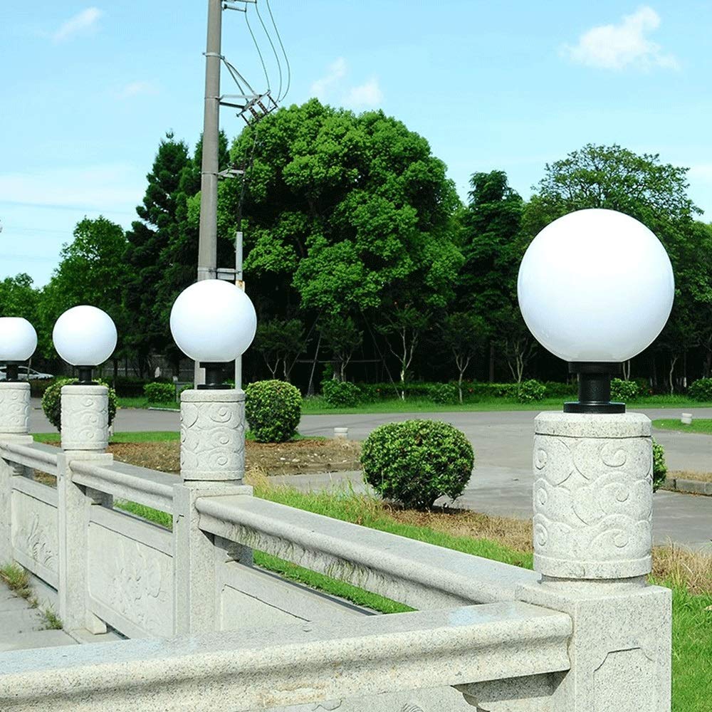 Wodoodporna lampa słupowa elektryczna/słoneczna do użytku na zewnątrz, okrągła, kulista, idealna do oświetlenia dziedzińca, ogrodu, willi, bramy krajobrazowej, ścieżki, t,Electricity-Diameter: 30CM