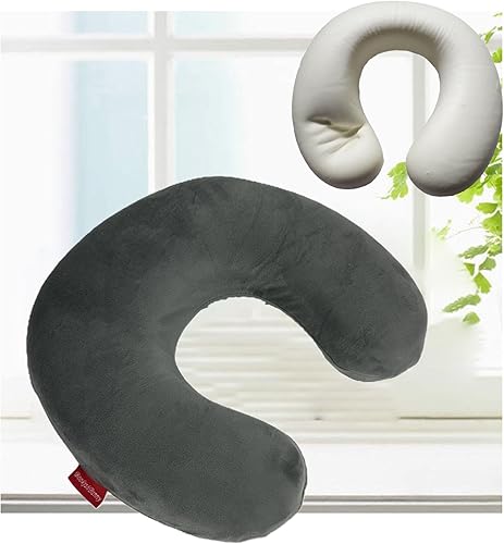 Miniatura 8 de Bookishbunny Almohada de viaje en forma de U de espuma viscoelástica suave para reposacabezas (borgoña)