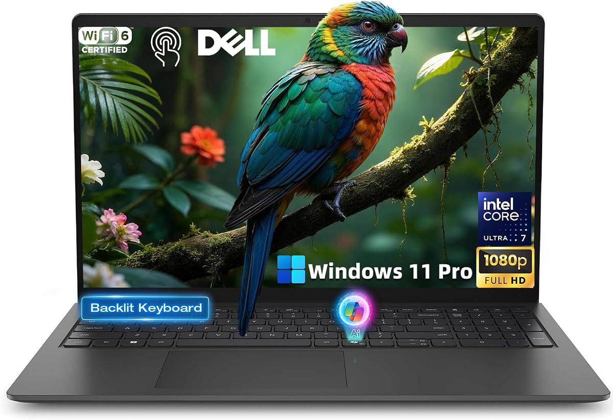 15 Touchscreen Laptop, Intel Ultra 7 255U AI CPU, 32GB RAM, 1TB SSD | 15.6" FHD Anti-Glare Display, Backlit Keyboard, Copilot Key, Windows 11 Pro, Wi-Fi 6, HD Webcam, Business and Student Laptop