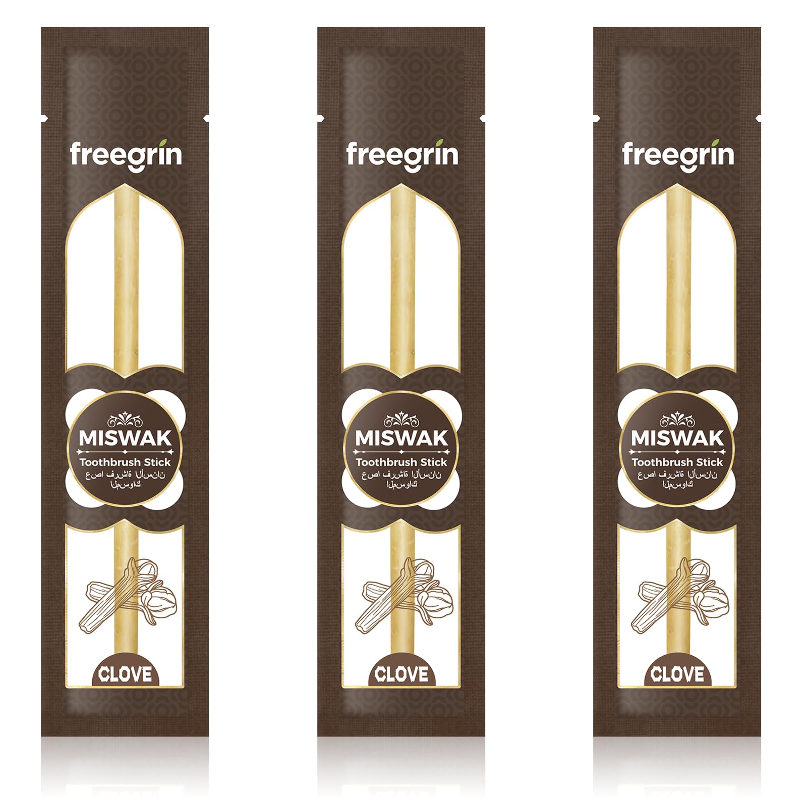 Miswak Sticks for Teeth Pack of 3 | Sewak Sticks for Teeth | Vacuum Sealed Traditional Siwak Natural Miswak Toothbrush | for Healthy Teeths,Gums and Fresh Breath(Clove Flavor) 1 Count (Pack of 3)