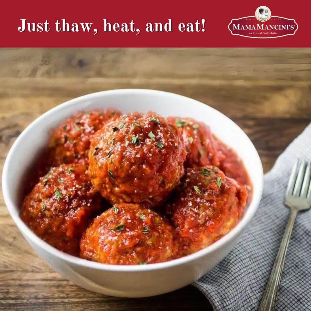 MAMAMANCINI’S Mama Mancini's Jumbo Beef Meatballs in Italian Style Pasta Sauce | Family Meals | Frozen Meatballs, Thaw Heat & Eat | 3lbs per Package (Pack of 3)
