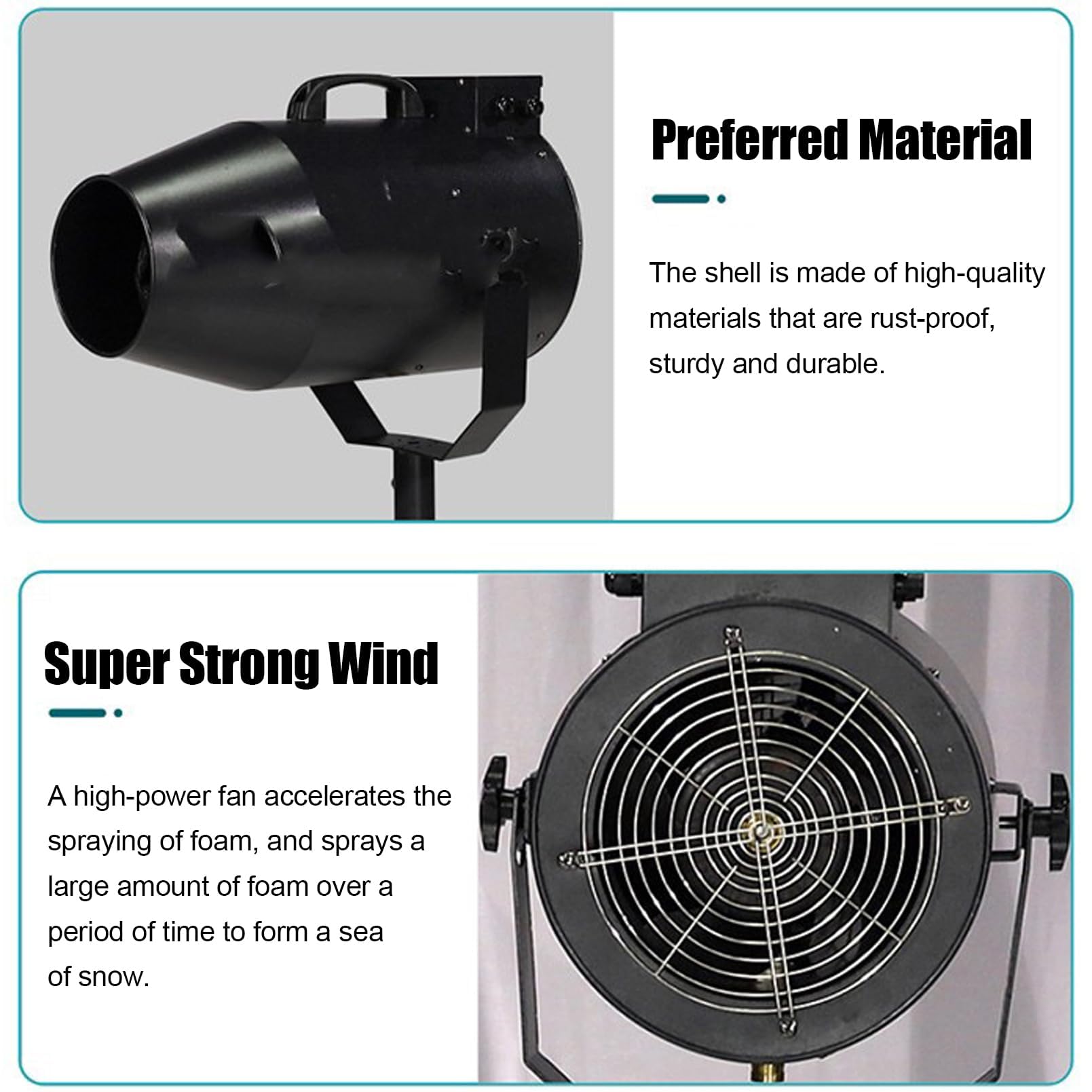 Macchina per Schiuma da 1000 W per Esterni (Area 60 m, Distanza 6-8 m) Effetto palcoscenico, Testa Mobile, Attrezzatura per Feste in Discoteca, Atmosfera Natalizia, Custodia per DJ