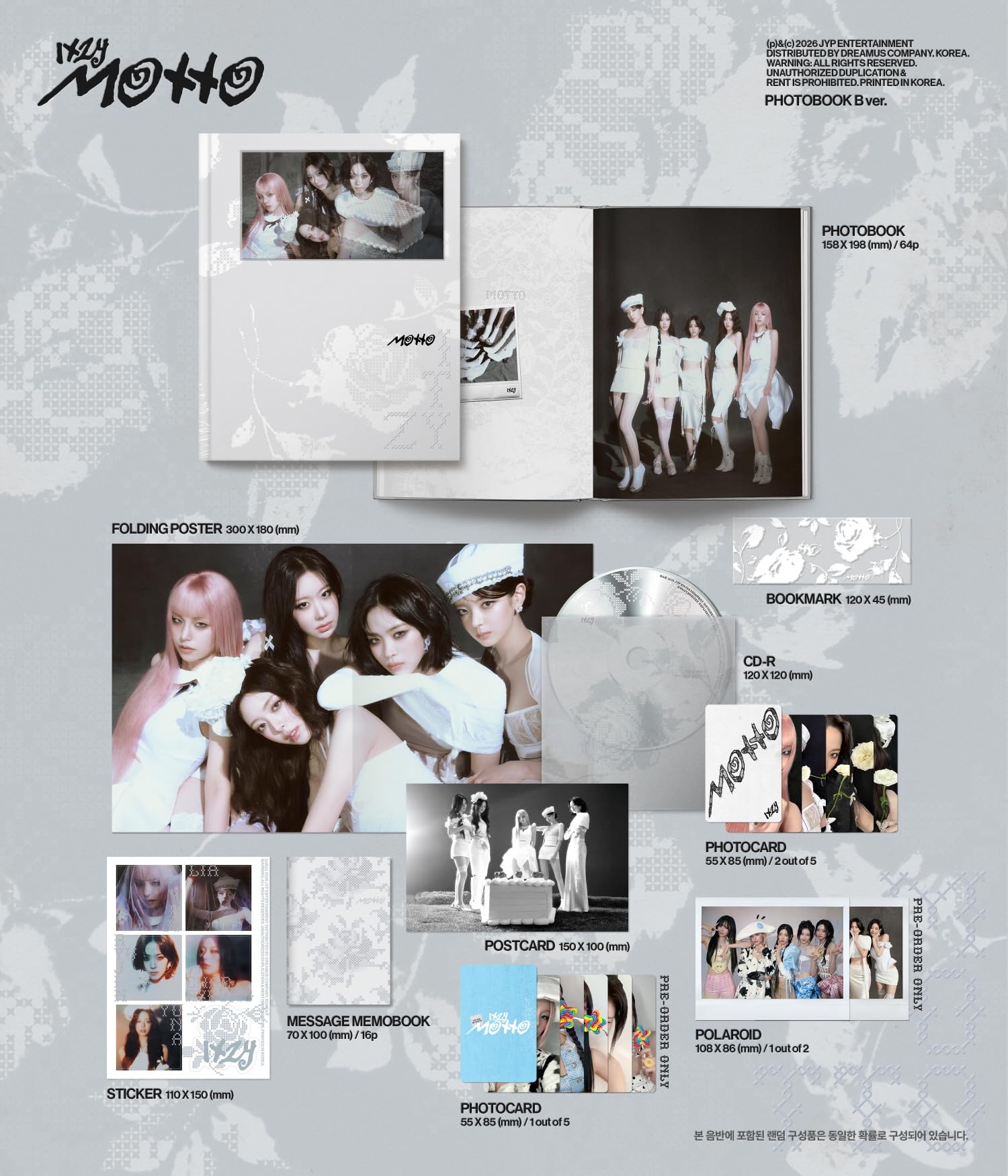 (Juego de fotolibros: A+B+C) [exclusivo de applemusic POB] ITZY Motto 12th Mini álbum con seguimiento