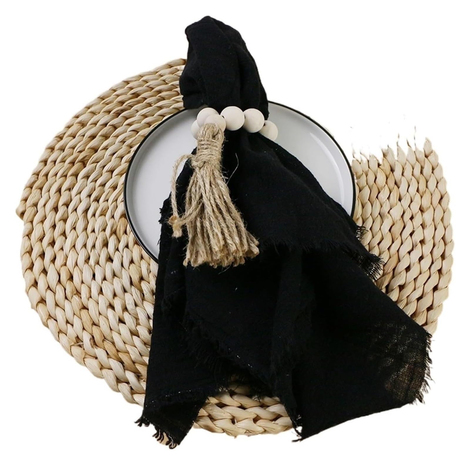 Cotton Table Napkins, Cotton Gauze Cheesecloth Dinner Napkins 42x42cm 4 Pack Multicolor(4pcs Black)