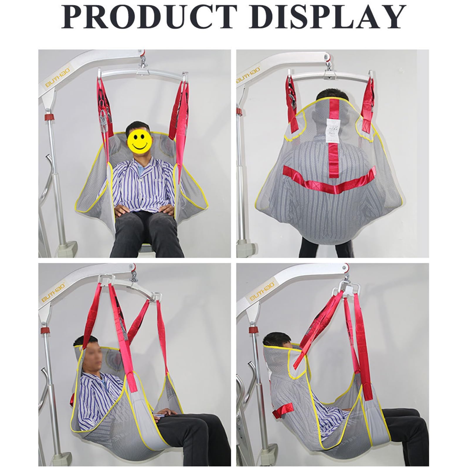 Elevador de inodoro con eslinga de malla compatible con arnés completo, elevador para enfermos, para enfermería, cuidadores y ancianos