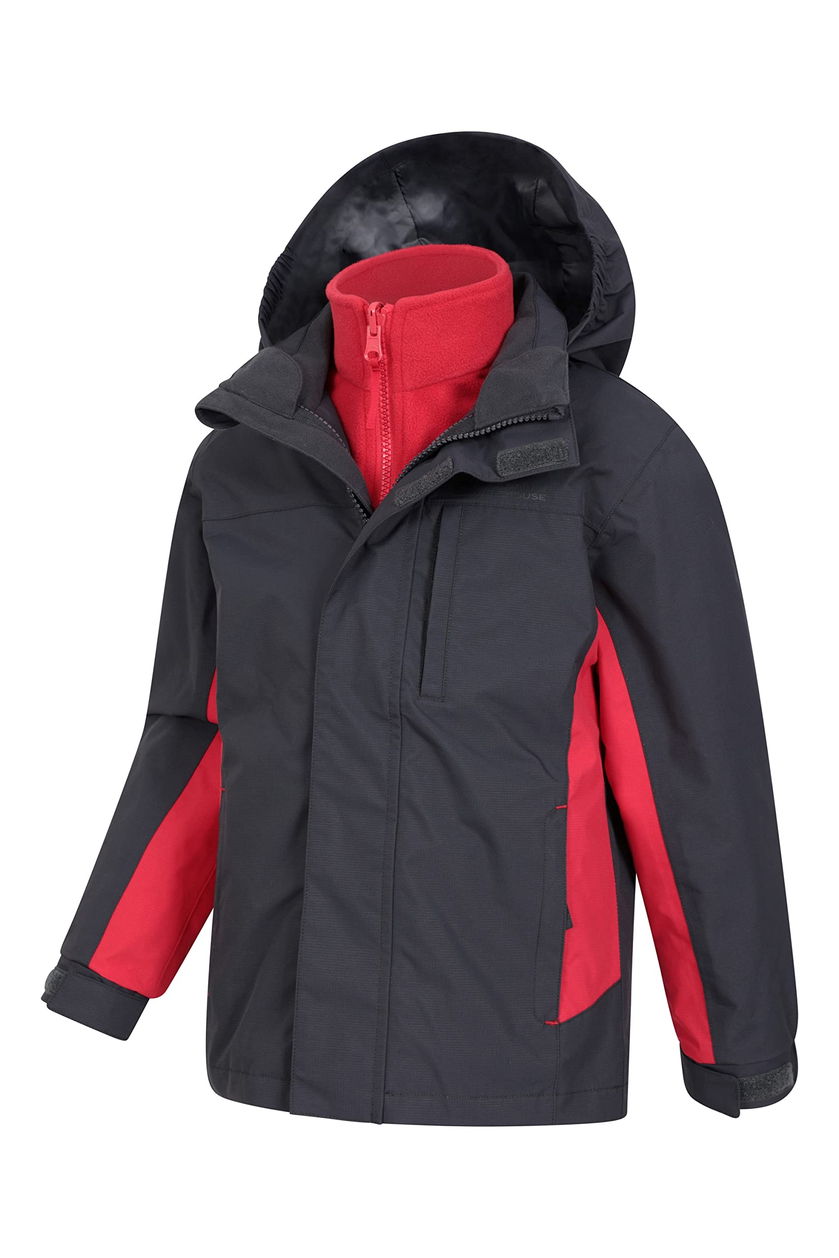 Mountain Warehouse Veste imperméable 3-en-1 Cannonball pour Enfant - Respirante - Coutures étanchées, Capuche Amovible, col doublé en Tricot - Marche et randonnée, Hiver