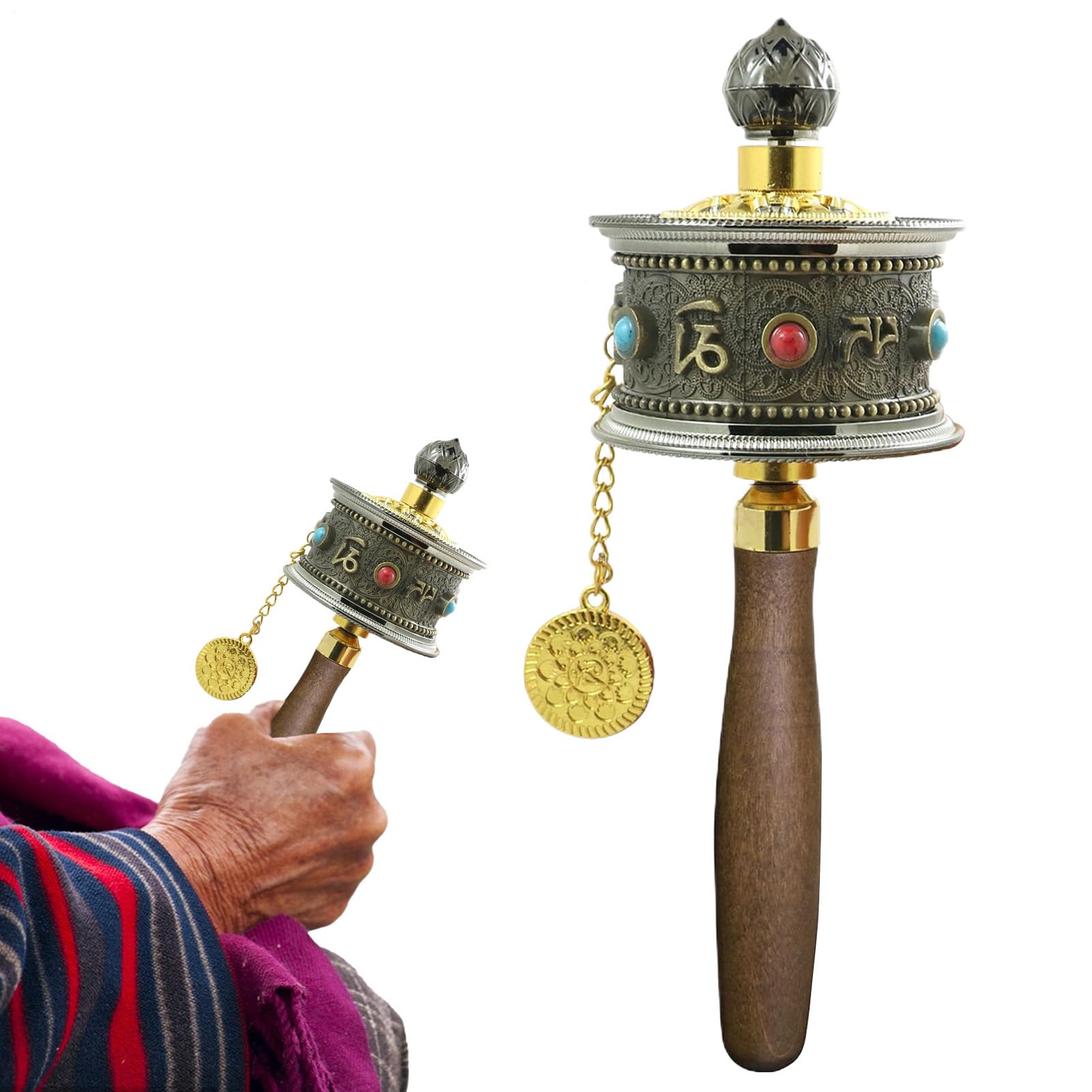 Hand Prayer Wheel Rotating Meditation Decor Ergonomic
