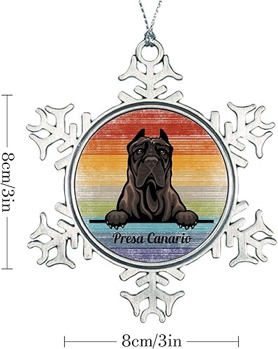Miniatura 6 de CowkissSign Peeking Dog Pet Lover Dog Mom Christmas Tree Ornaments Presa Canario Metal Snowflake Xmas Ornaments Dog Lover Gay Gift Christmas Tree