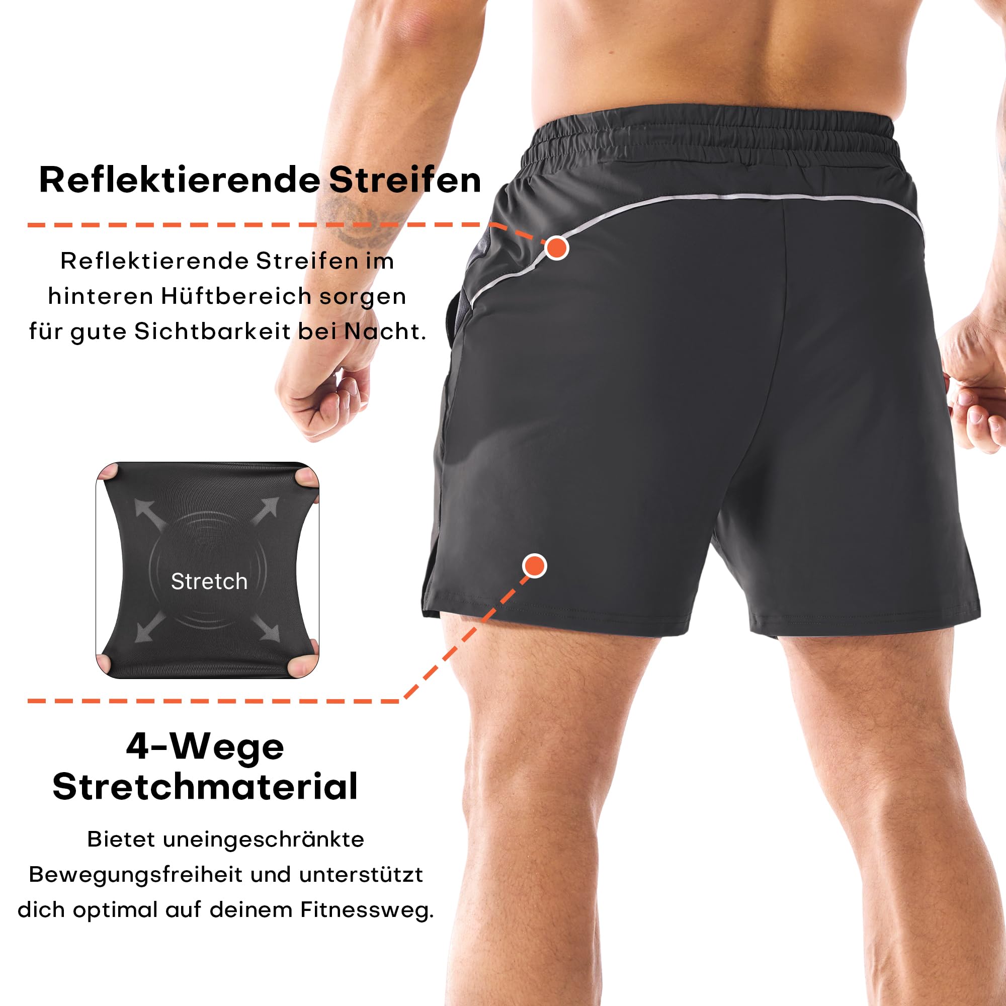 BROKIG Pantalones cortos de deporte ligeros para hombre con bolsillo de malla, secado rápido, para gimnasio, entrenamiento, fitness, correr, pantalones cortos para hombre