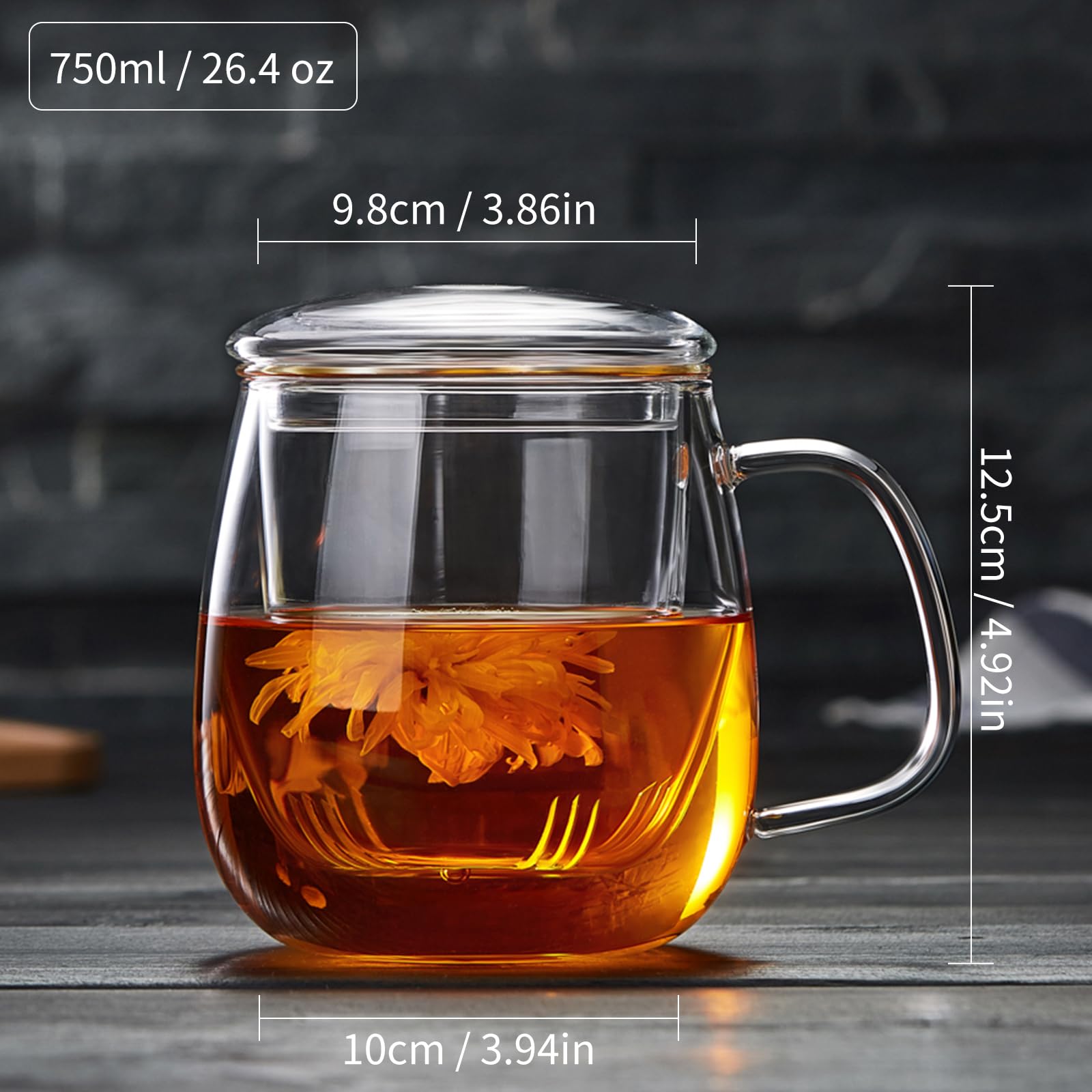 Tasse à Thé En Verre MESNEY 500ml Avec Infuseur - Borosilicate Micro-ondable - Cadeau Élégant