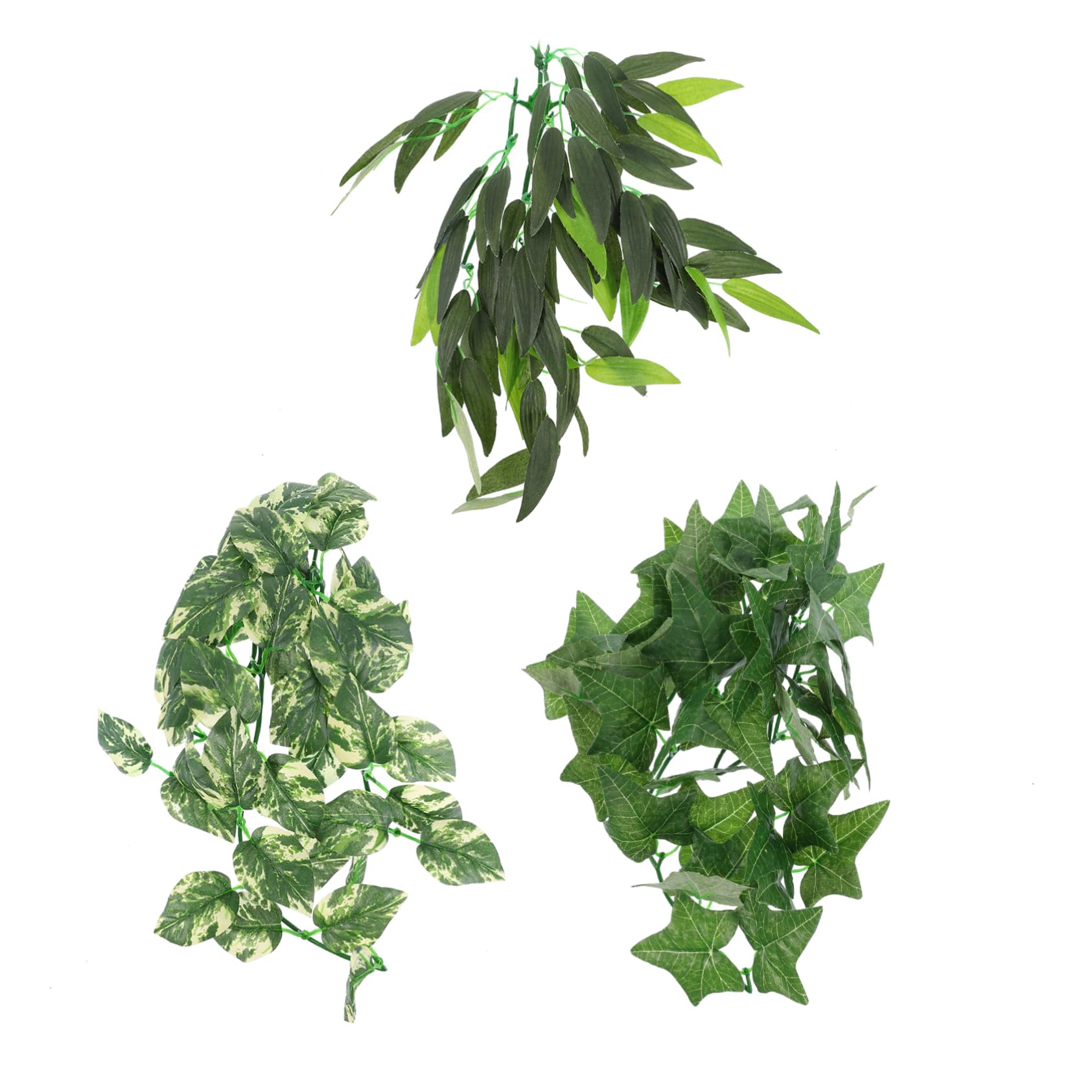 Parliky 3pcs Reptile Vines Easy Install Suction Cup Plants for Lizards Geckos Snakes Decor