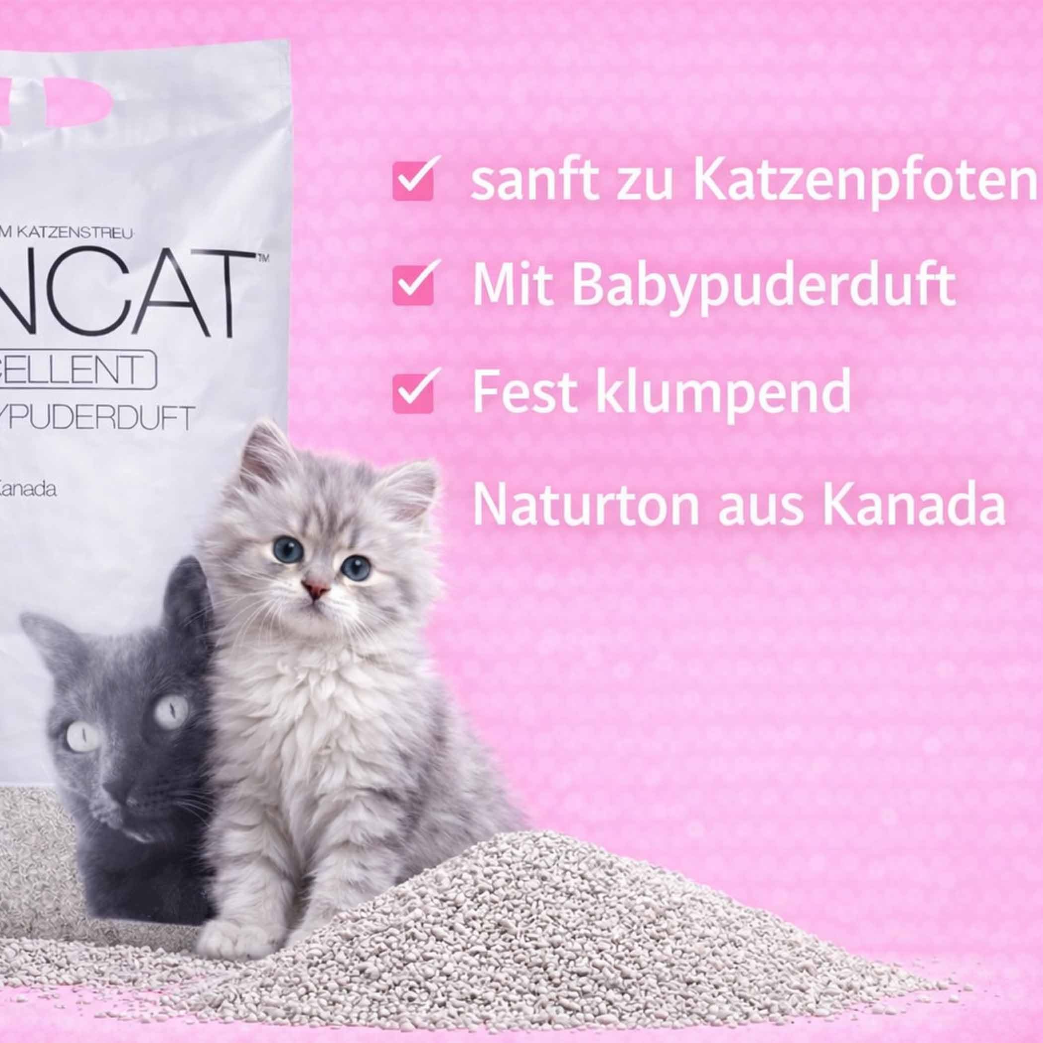 2x15 kg CANCAT Excellent kanadische Premium Katzenstreu Klumpstreu Babypuderduft