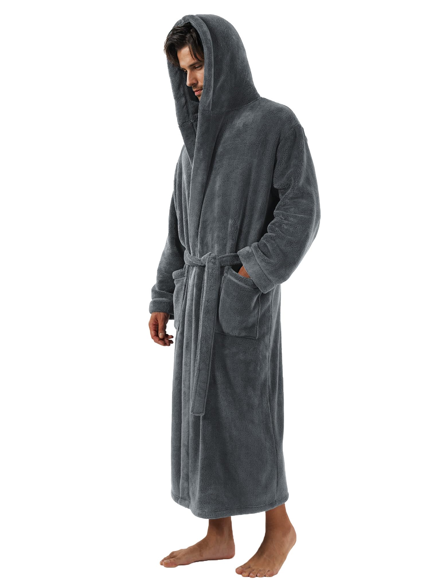 DAVID ARCHY Albornoces para hombre, bata para hombre, ultra suave, cálida, con cuello largo, albornoz para hombre