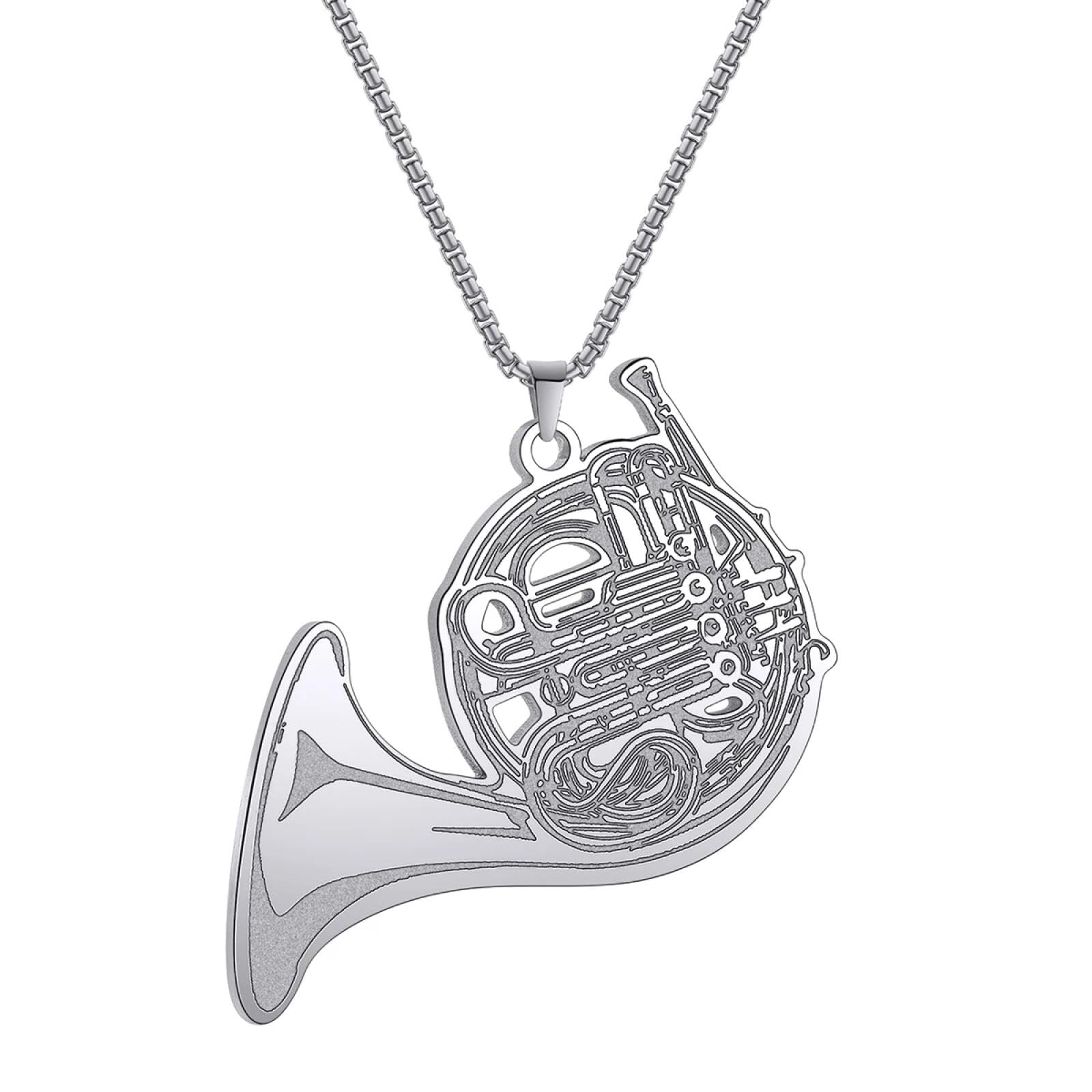 Generico Altoparlante Collana con pendente corno francese Strumenti musicali dettagliati Collana corno francese per donne Uomini Regali di gioielli