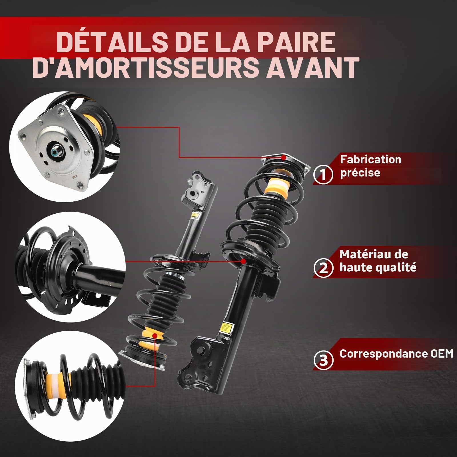 Paire d'amortisseurs complets avant gauche et droit OE# 1693200130 1693201430 1693200430 1693200830 1693201030 1693201630 Compatible avec Classe A W169 Classe B W245