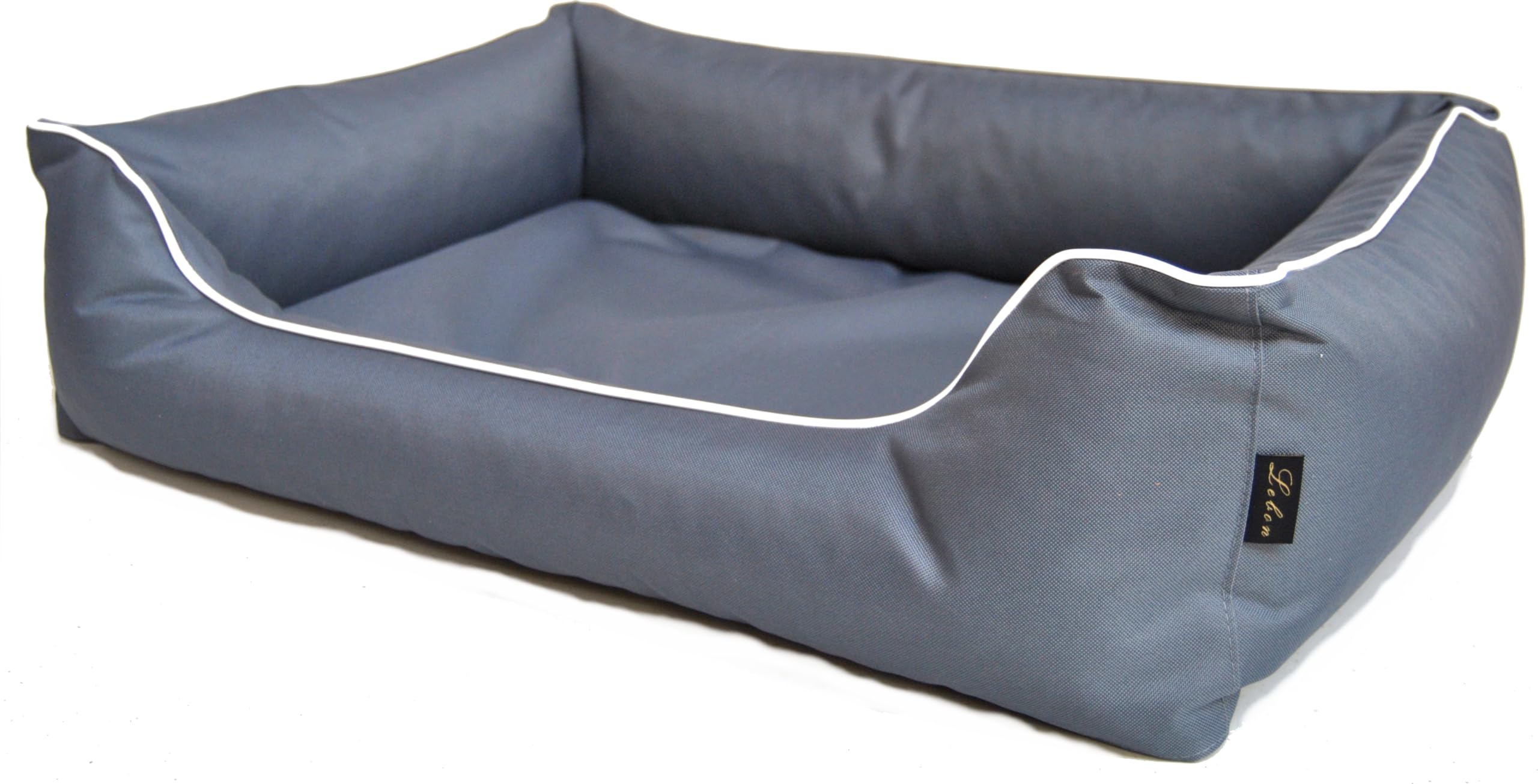 Lebon - Hundebett Paula - 4 Größen - Schwarz - Bordeaux - Türkis - Braun- Grau- Beige - Robust und wasserabweisend - Waschbar - Made IN EU (L, Grau)
