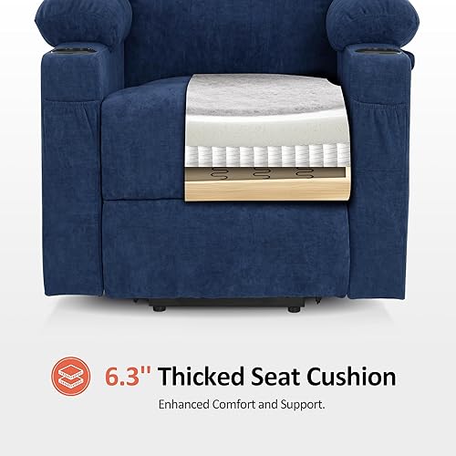 Miniatura 5 de MCombo Silla reclinable pequeña con masaje y calor para ancianos cortos reposapiés extendido control remoto de mano bolsillos laterales y portavasos
