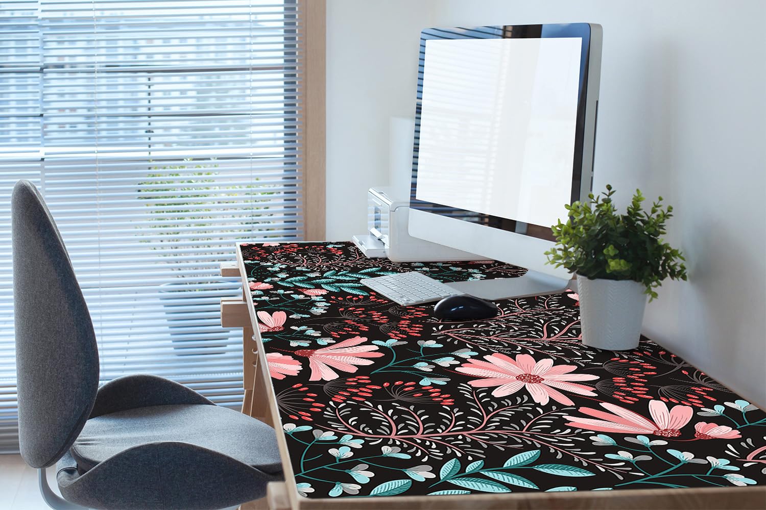 Sottomano da Scrivania 120x60 cm Superficie Protettiva per Ufficio e Casa in Vinile PVC Facile da Pulire Impermeabile Antiscivolo Protezione e Decorazione - Fiori d'epoca