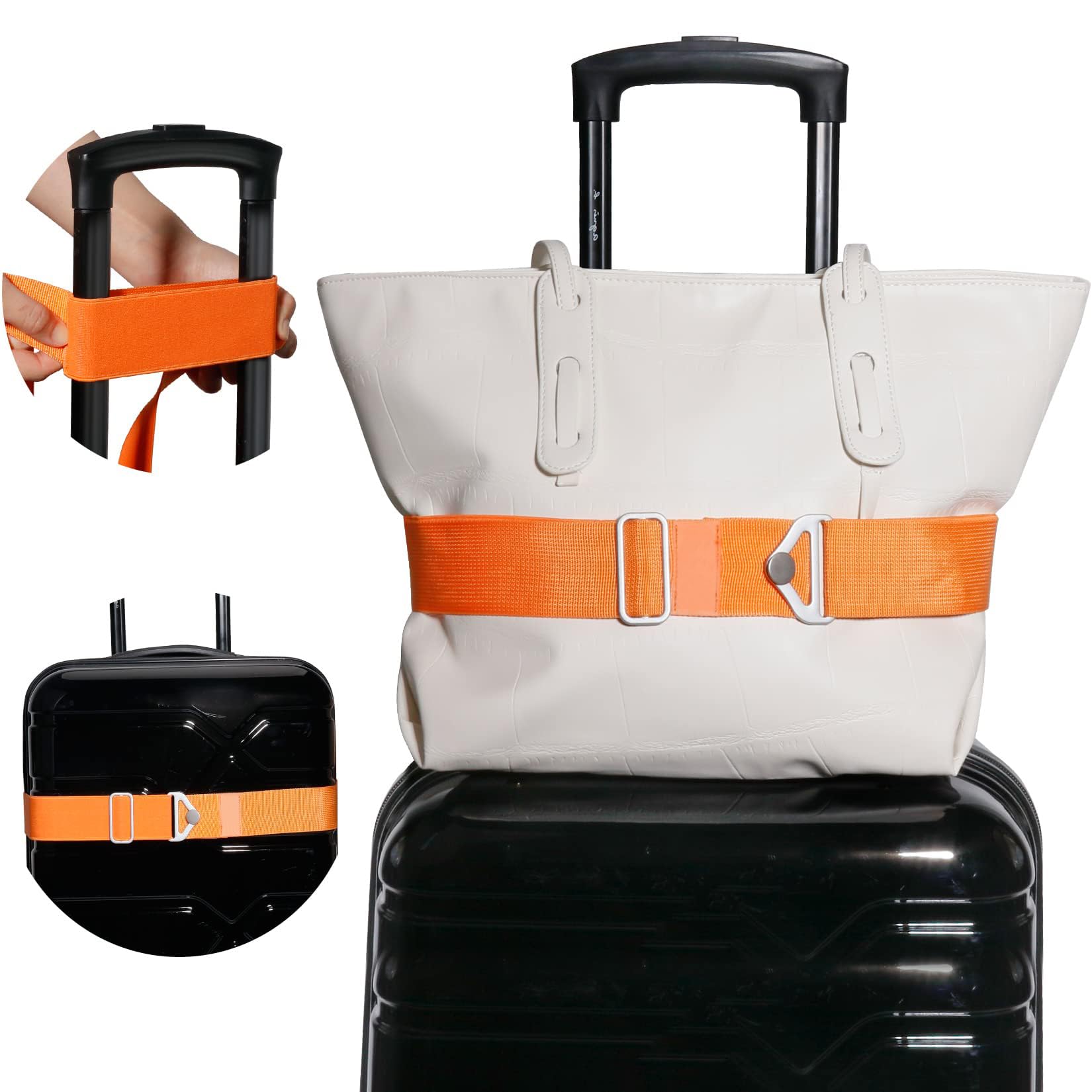 TOOVREN 2-in-1 Luggage Straps Add a Bag Bungees Travel Belt for Luggage Strap for Backpack Attachment Over Handle Carry On Bag Adjustable Elastic