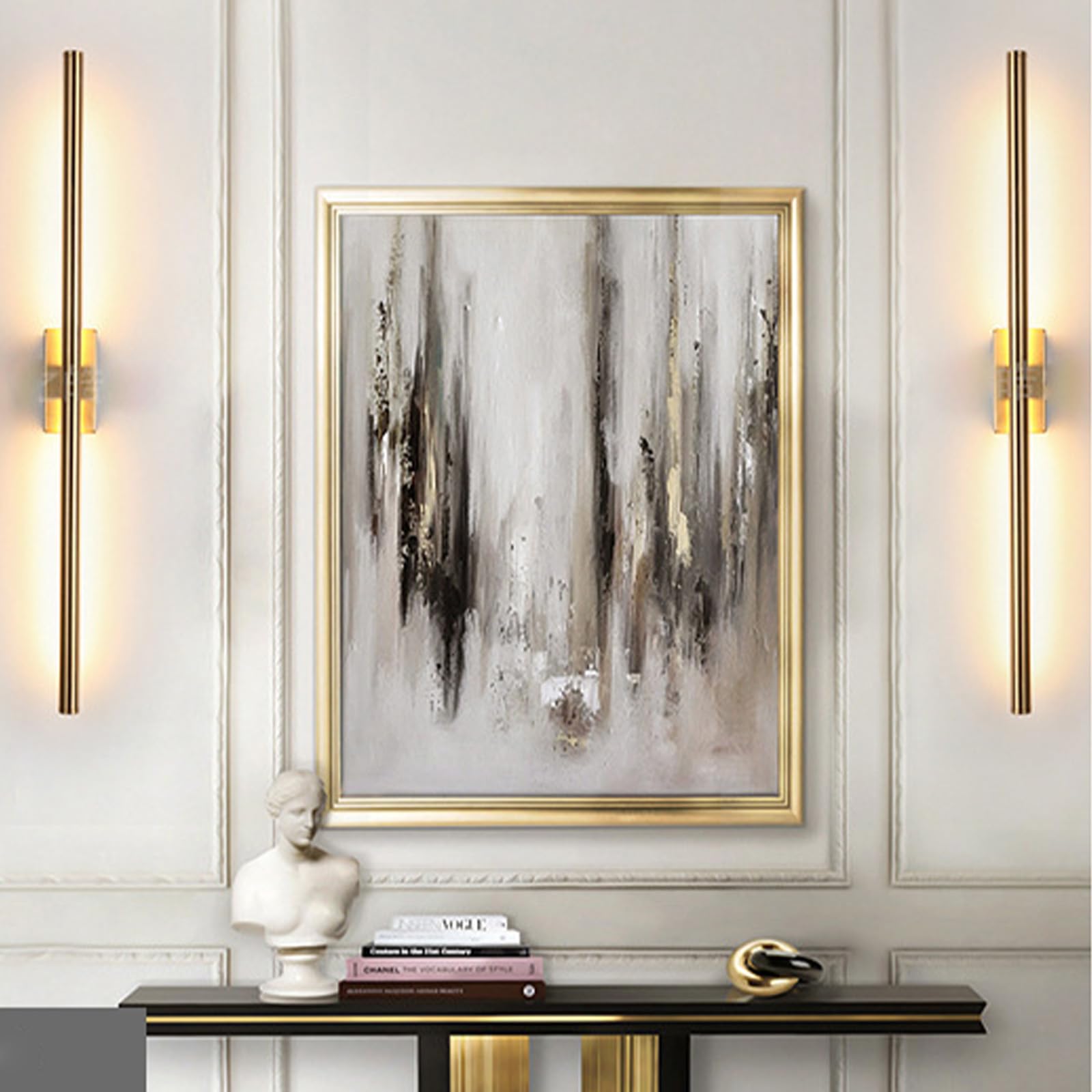 LED Wandleuchte Innen Modern Design Lange Wandleuchten Flurlampe Bildbeleuchtung Metall Aluminium Wandbeleuchtung für Schlafzimmer Wohnzimmer Treppenhaus Esszimmer (Bronze Natürliches Licht,60cm)
