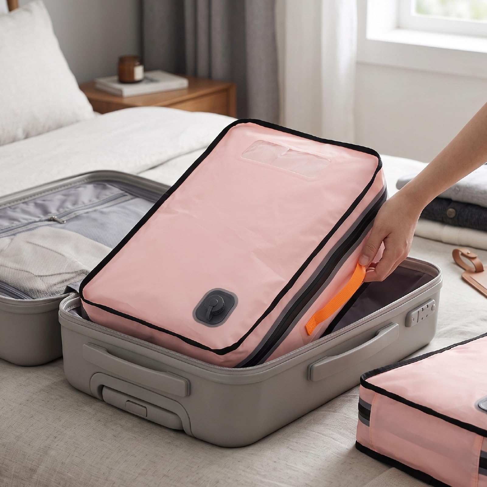 ASHATA Bolsa de Almacenamiento Al Vacío de 45 L con Bomba USB para Viajes