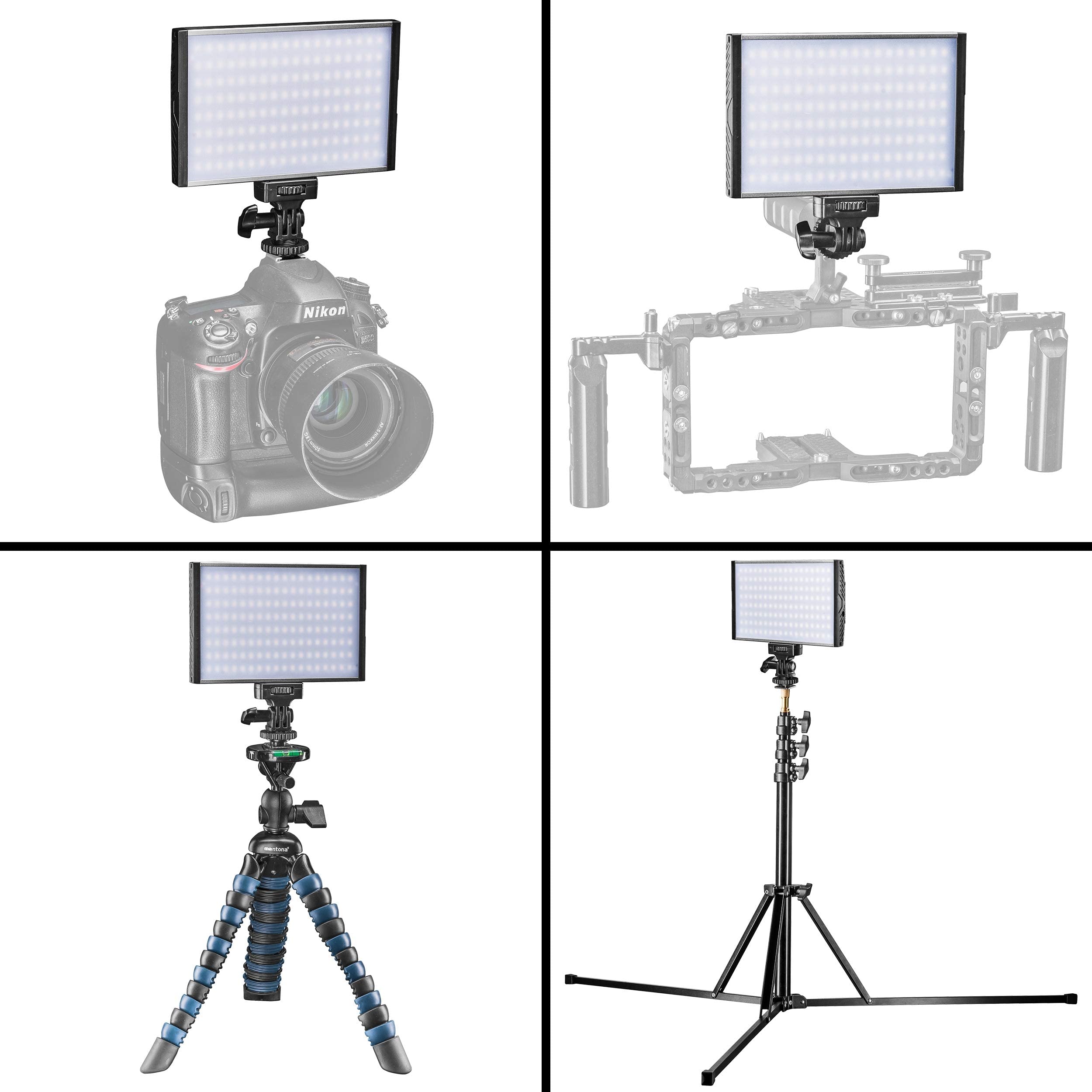 Walimex pro LED Niova 150 Bi Color Videoleuchte inkl. Netzteil, On-Camera Fotolampe 15 W, Videolicht mit Einstellbarer Farbtemperatur 3200-566 K, Studiolicht dimmbar