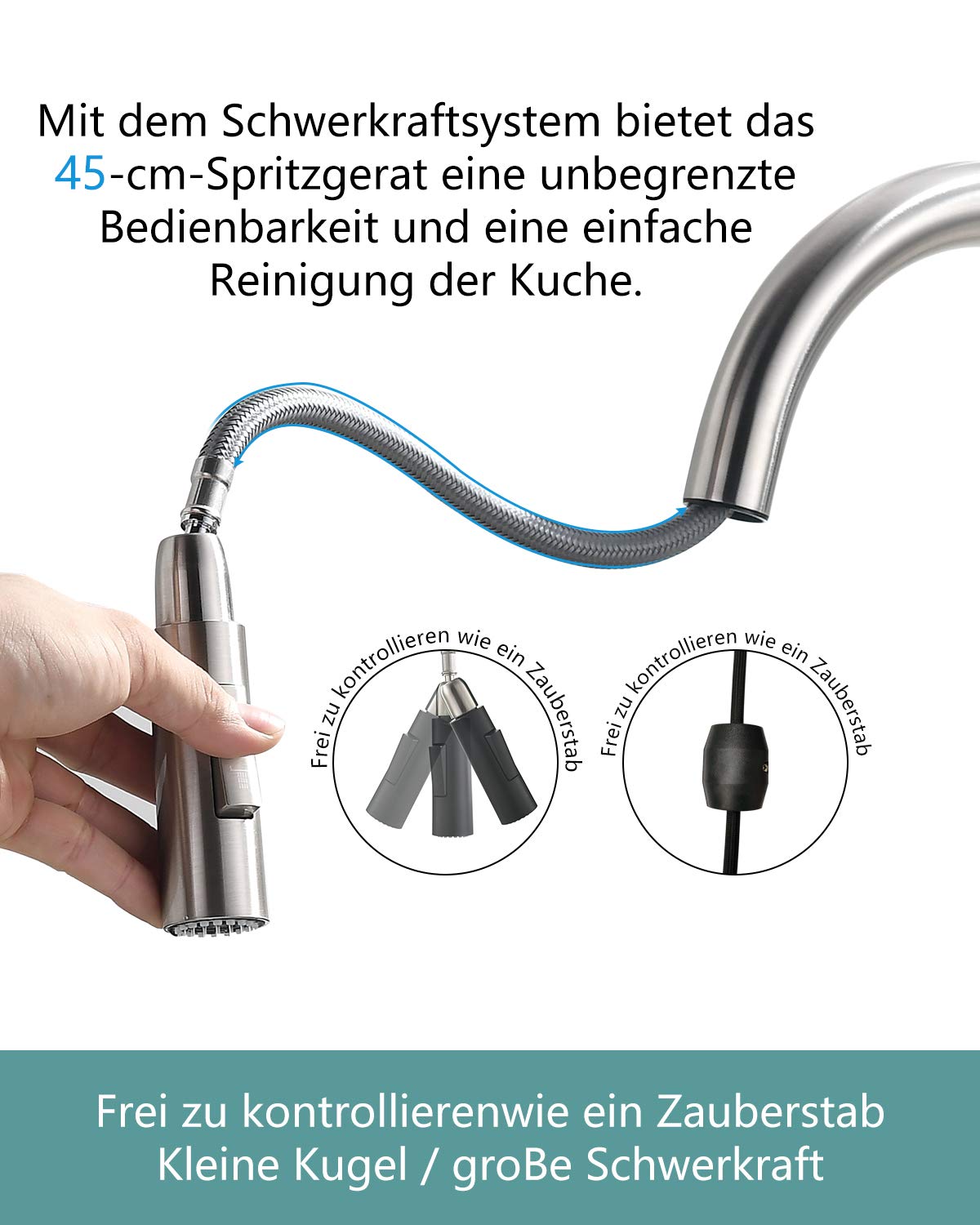 TIMACO Infraroodsensor, waterkraan, keuken, zwart, met uittrekbare