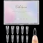 Ohlove 500Pcs Stiletto Nail Tips Full Cover Clear Fake Nails for Acrylic Nails, 10 Sizes
