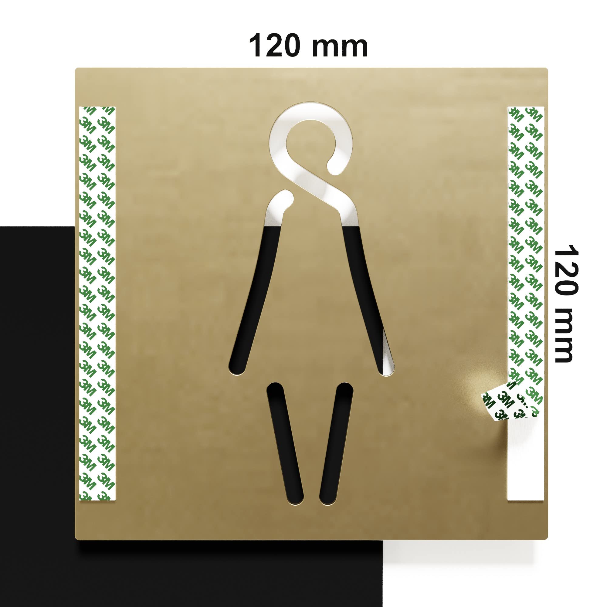 Juego de carteles de inodoro de latón – autoadhesivo y mate cepillado – diseño de placas de inodoro T-02-M