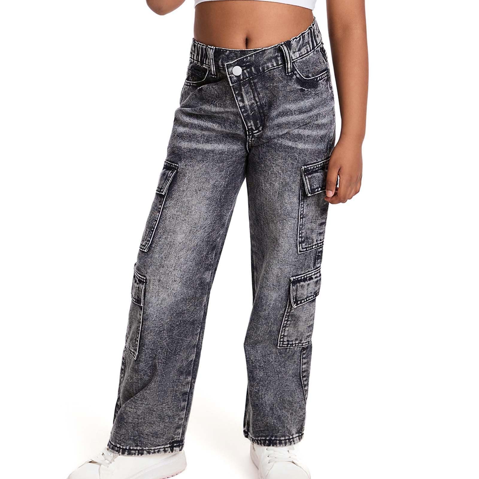 Vaqueros Niña 6-13 Años Anchos Rectos Pantalón Vaquero Adolescentes Chica Elasticos Cómodos Streetwear Jeans Pantalones Vaqueros de Trabajo Denim Baggy Primavera 2026