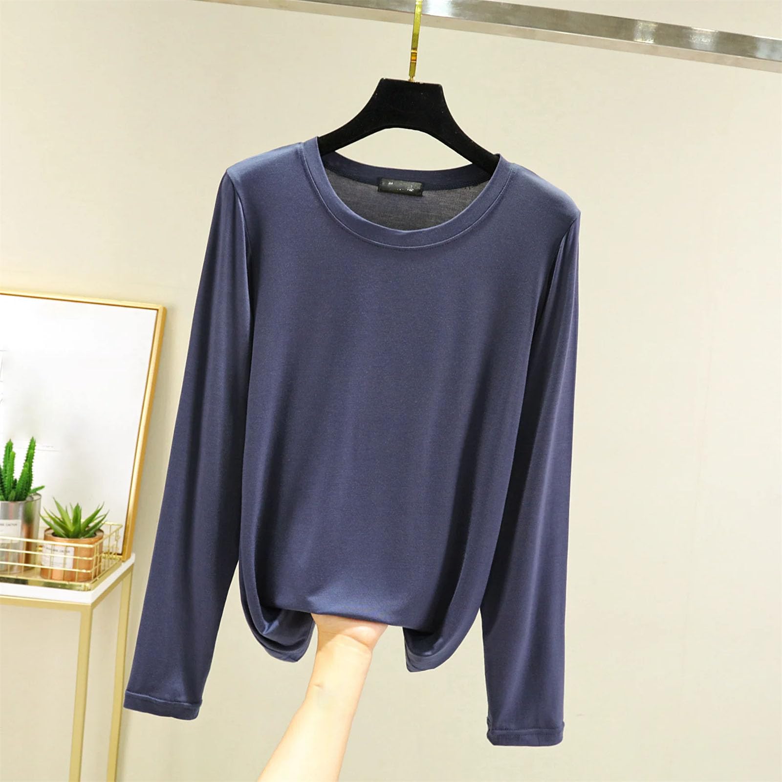 Girocollo Bottoming Camicia Maniche Lunghe Donna Slim Fit T-Shirt Abbigliamento Casa T-Shirt Top