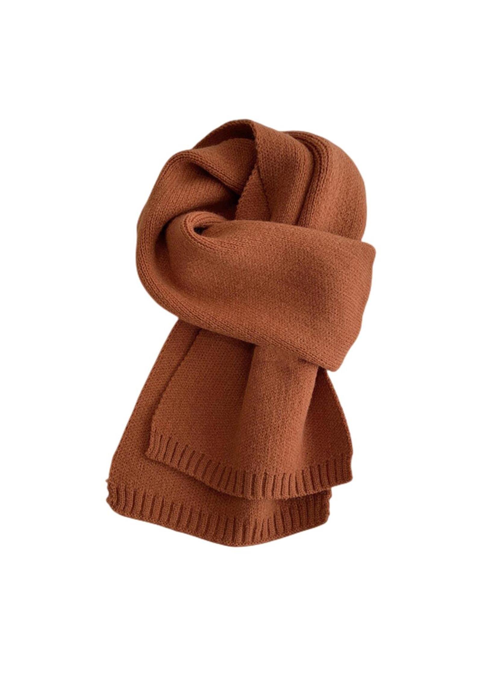 Bufandas De Punto Mujeres Autumn Invierno Color Sólido Bufanda Slim Tecklefief Suave Marrón Blanco Tibio Tibio Cuello De Lana Pashmina Chal