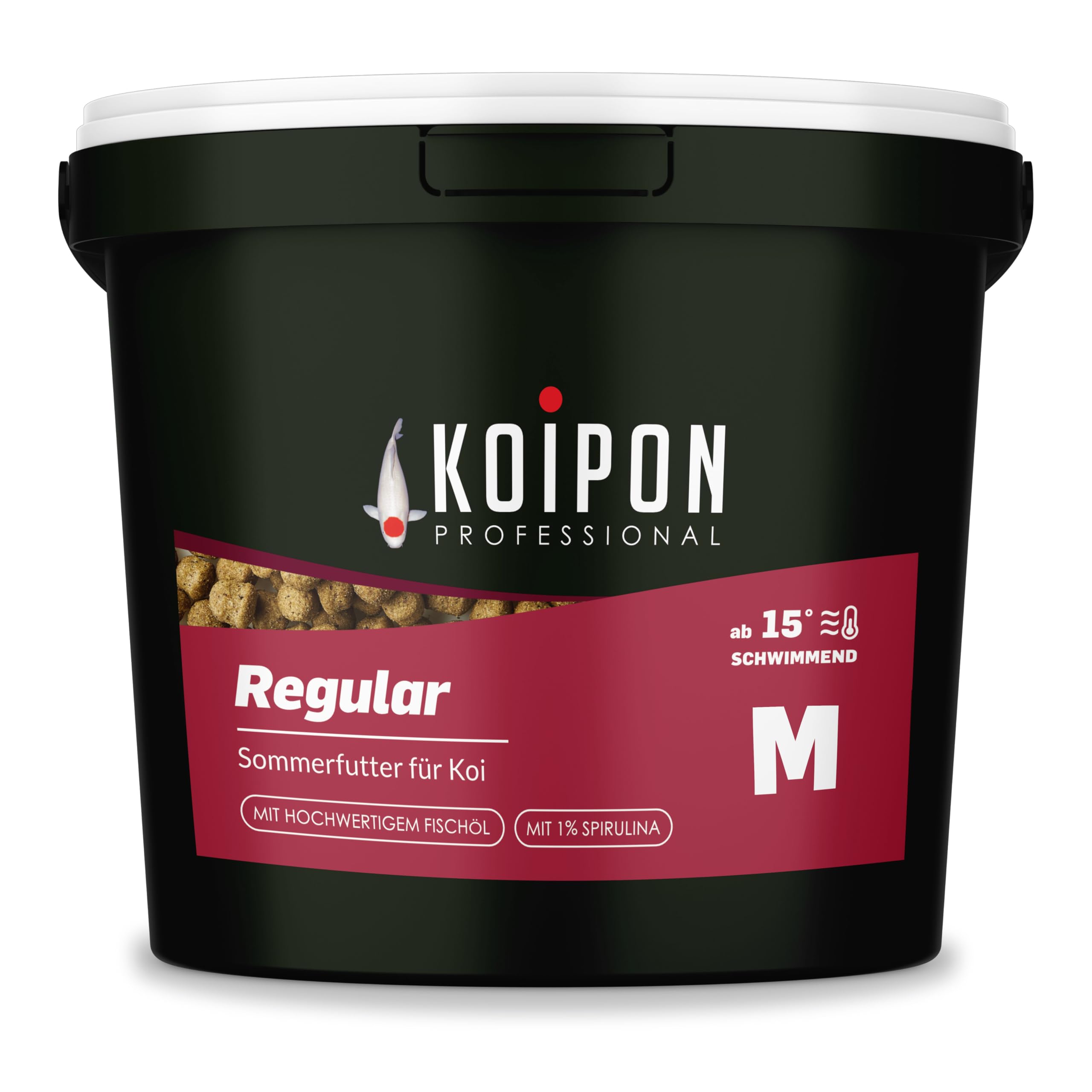 KOIPON Regular 3,5 kg Koifutter Sommer, schwimmend, 1% Spirulina, Teichfutter 6 mm Pellets, Koifutter als Goldfischfutter geeignet