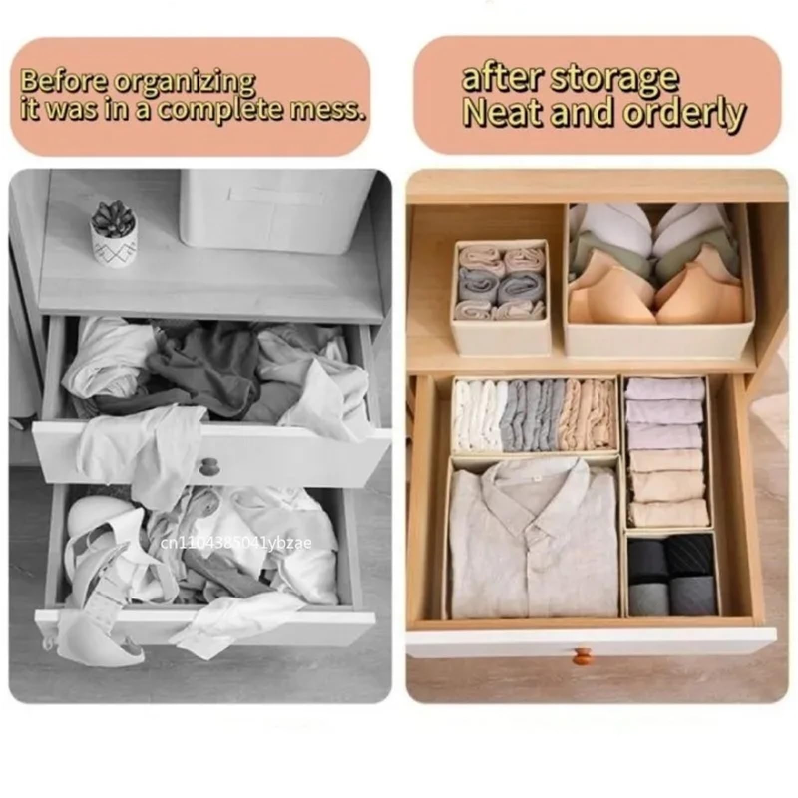 Organizador Calcetines Organizadores de ropa interior de armarios y cajones, organizador de ropa, sujetador, calcetines(Beige-M,3PCS)