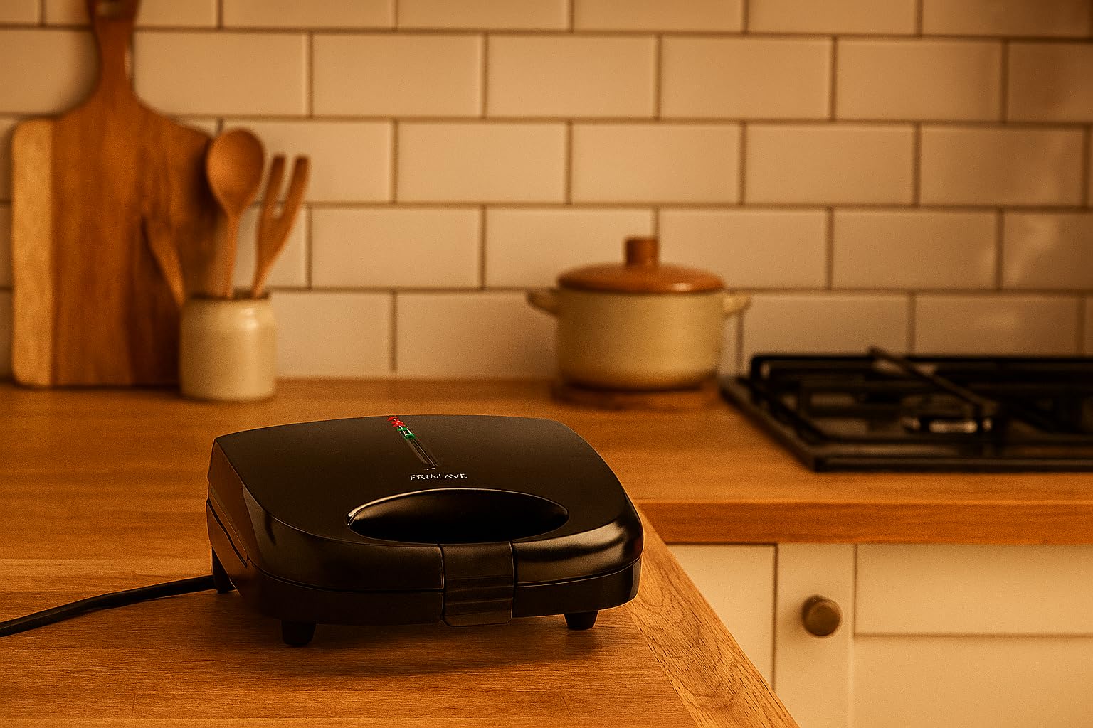 My Wave - Sandwichera - Potencia de 750W - Para Todo Tipo de Alimentos - Apertura de 90º - Parrilla Eléctrica con Placas Antiadherentes - Medidas: 22,5 x 14 cm- Negro
