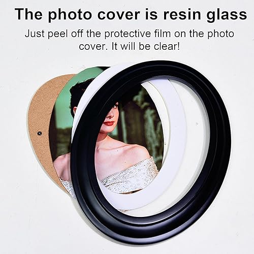 Miniatura 4 de Voittozege Paquete de 3 portarretratos ovalados, 9 x 11 pulgadas, marco clásico ovalado de madera negra con tornillos de montaje y ganchos, marco