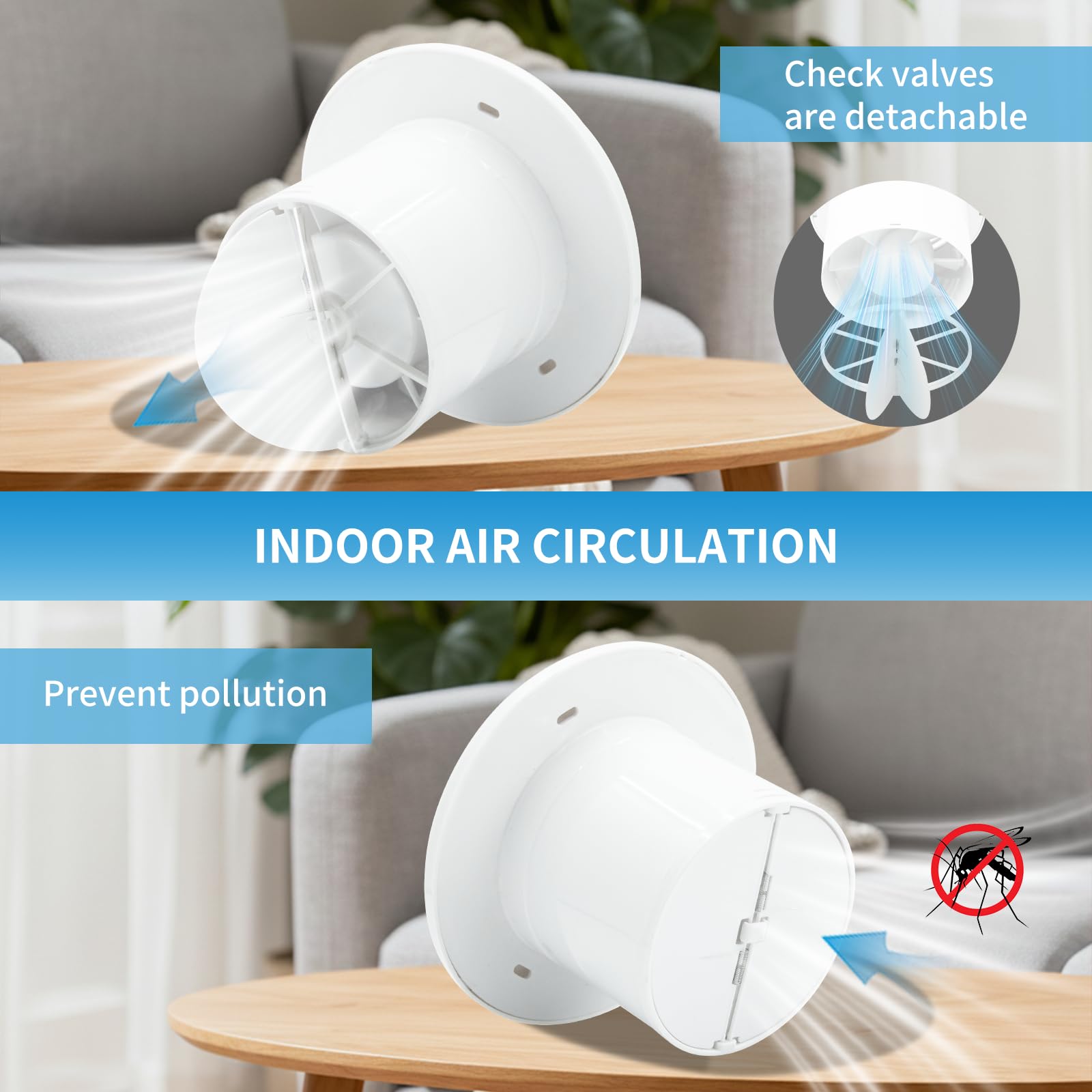 FanGoFast Ventilatore da bagno, 100 mm, silenzioso, con valvola di ritorno, 120 m³/h, 12 W, potente ventilatore da parete per cucina, bagno, WC, serra, garage