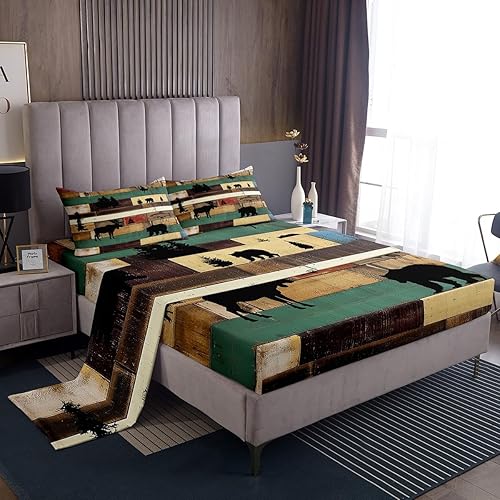 Miniatura 2 de Erosebridal Juego de sábanas y fundas de almohada rústicas de caza, sábanas y fundas de almohada, sábanas de microfibra para cabaña de troncos,