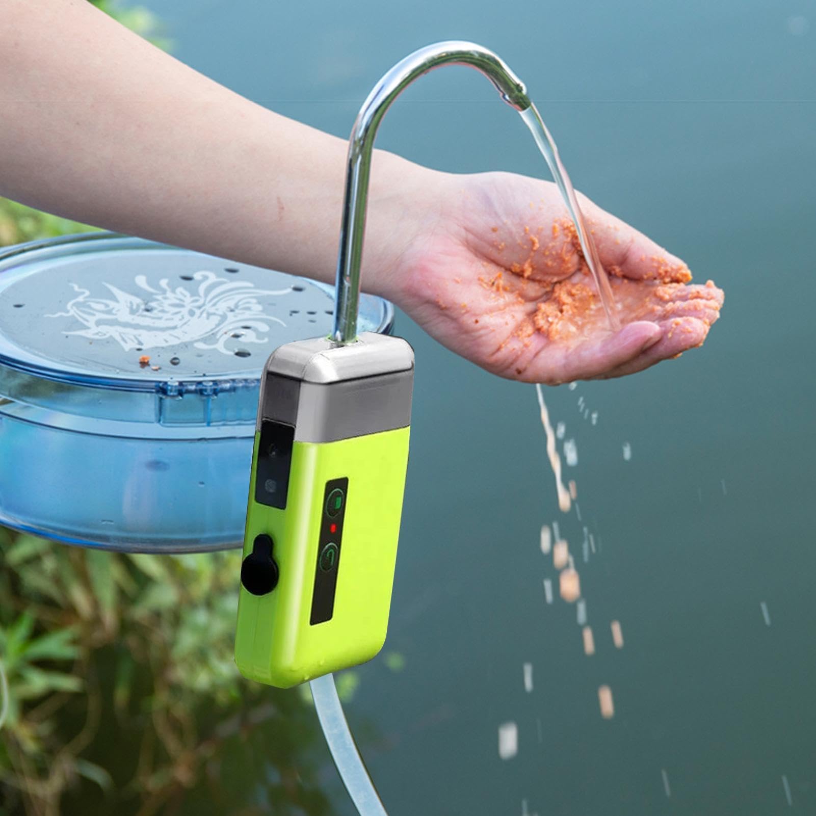 Bomba de Oxígeno Recargable - Aireador Silencioso con Salida de Agua Inductiva para Peces | Juego de Cubo de Señuelo Portátil, Ideal para Viajes, y Actividades al