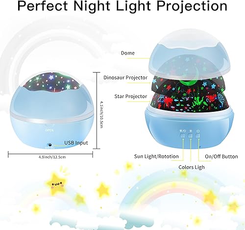 Miniatura 5 de Luz nocturna para niños, proyector de luz nocturna estrellada giratoria de 360 para bebés, proyector de ondas oceánicas para niños pequeños, regalos