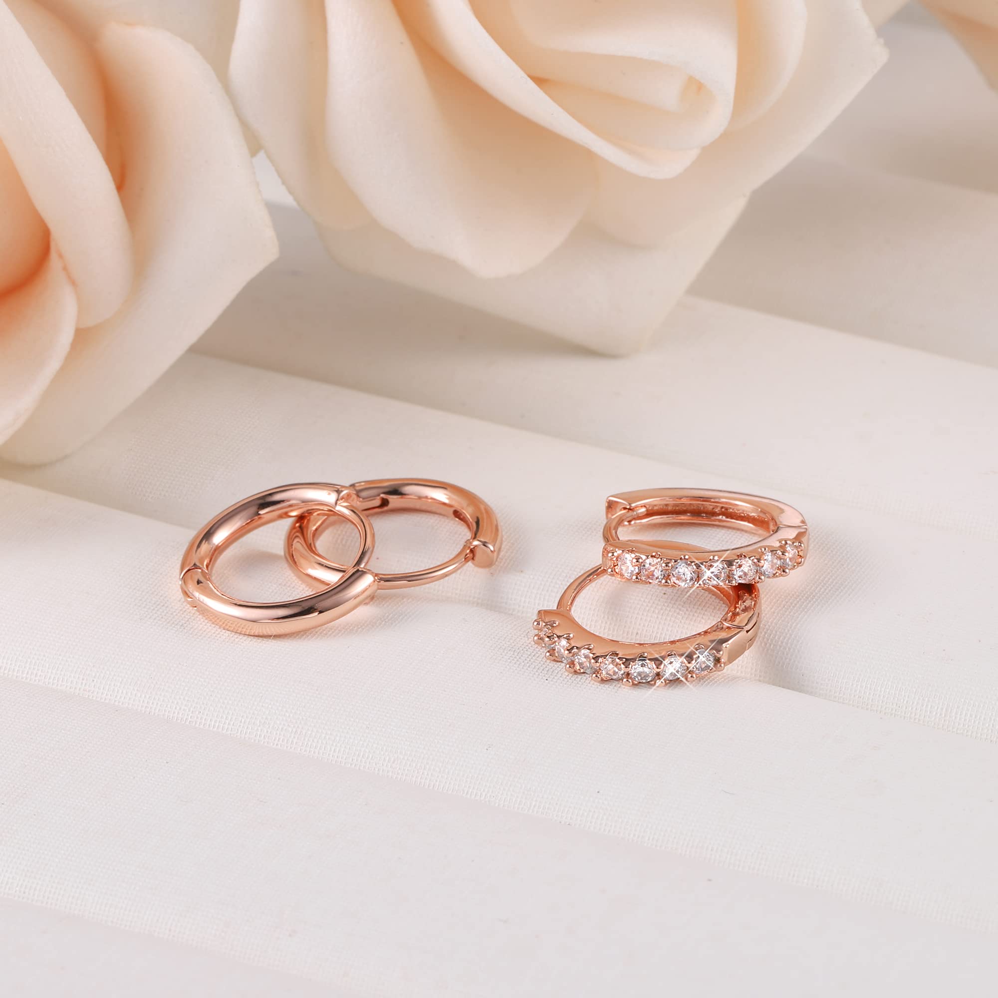 Orecchini Cerchio Piccoli, Orecchini Punto Luce Zirconi Acciaio Chirurgico, Orecchini a Bottone Cartilagine set di Orecchini ipoallergenici per Donna Ragazze Piercing Gioielli
