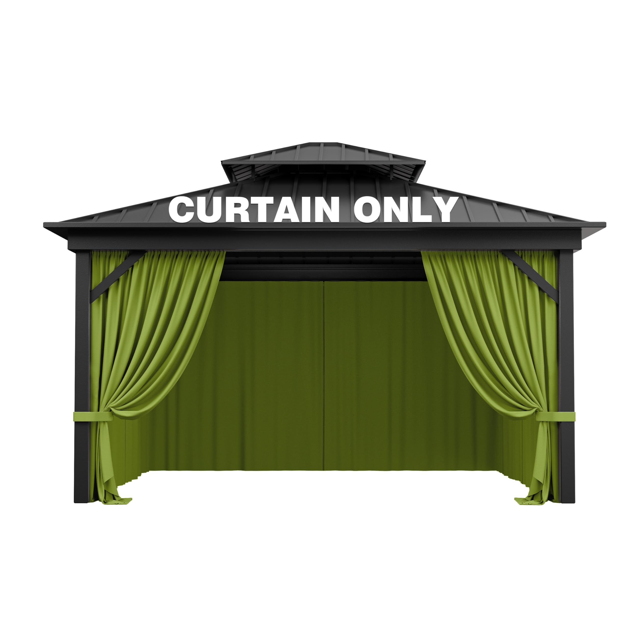outdoor gazebo curtain replacement universal 4-panel sidewalls 12' x 12',outdoor patio waterproof privacy curtain with double zipper for patio, garden, and backyard (curtain only)