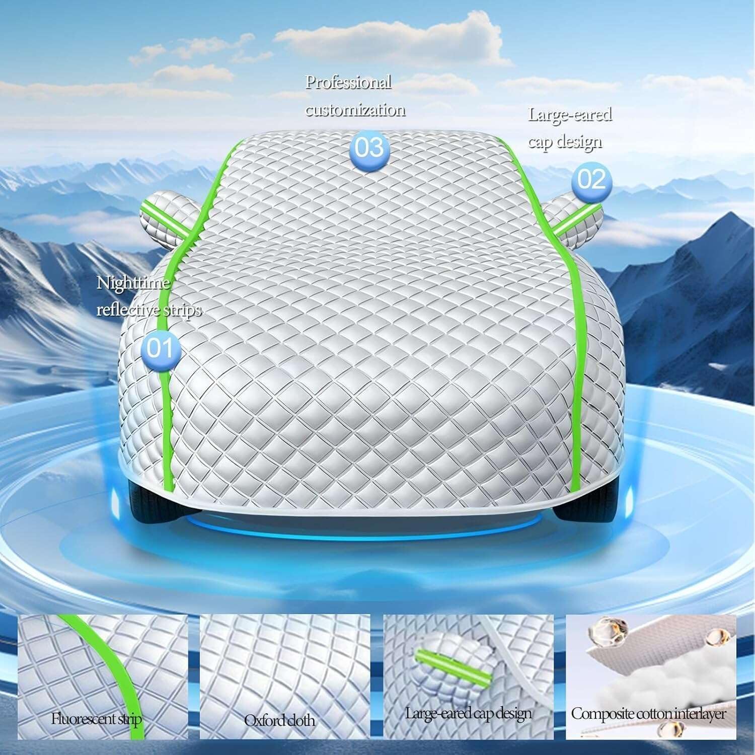 Housse de Voiture Anti Grêle pour Toyota Prius Plug-in Hybrid 2012-2025,Bâche Anti Grêle Voiture Imperméable,Anti-UV,Résistant À La Poussière,Doublure Intérieure en Coton dk18b
