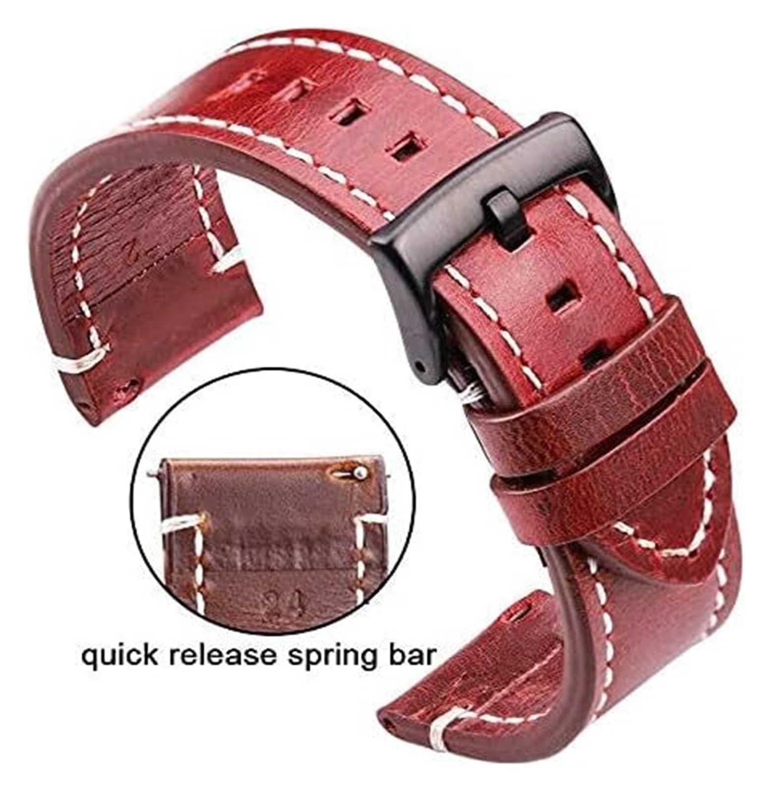 Uhren Lederarmband, handgenähtes Retro-Armband, Herren- und Damen-Lederarmband, 18, 20, 22, 24 mm, Edelstahl-Schnalle, Armband