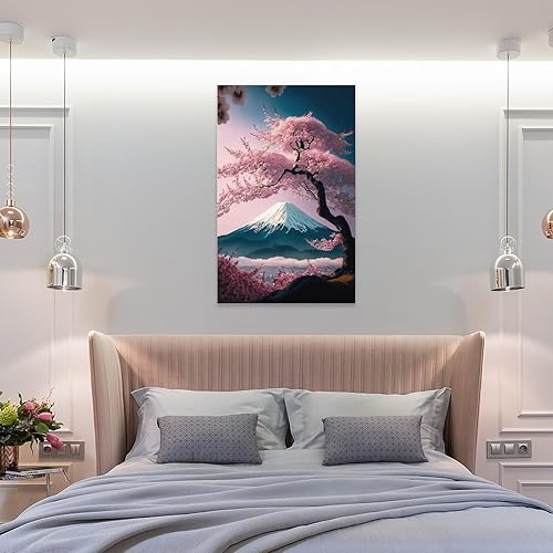 Miniatura 8 de Aimery Póster de cerezo en flor de Japón, pintura decorativa, decoración de baño, sala de estar, lienzo sin marco, 08 x 12 pulgadas (7.9 x 11.8 in)