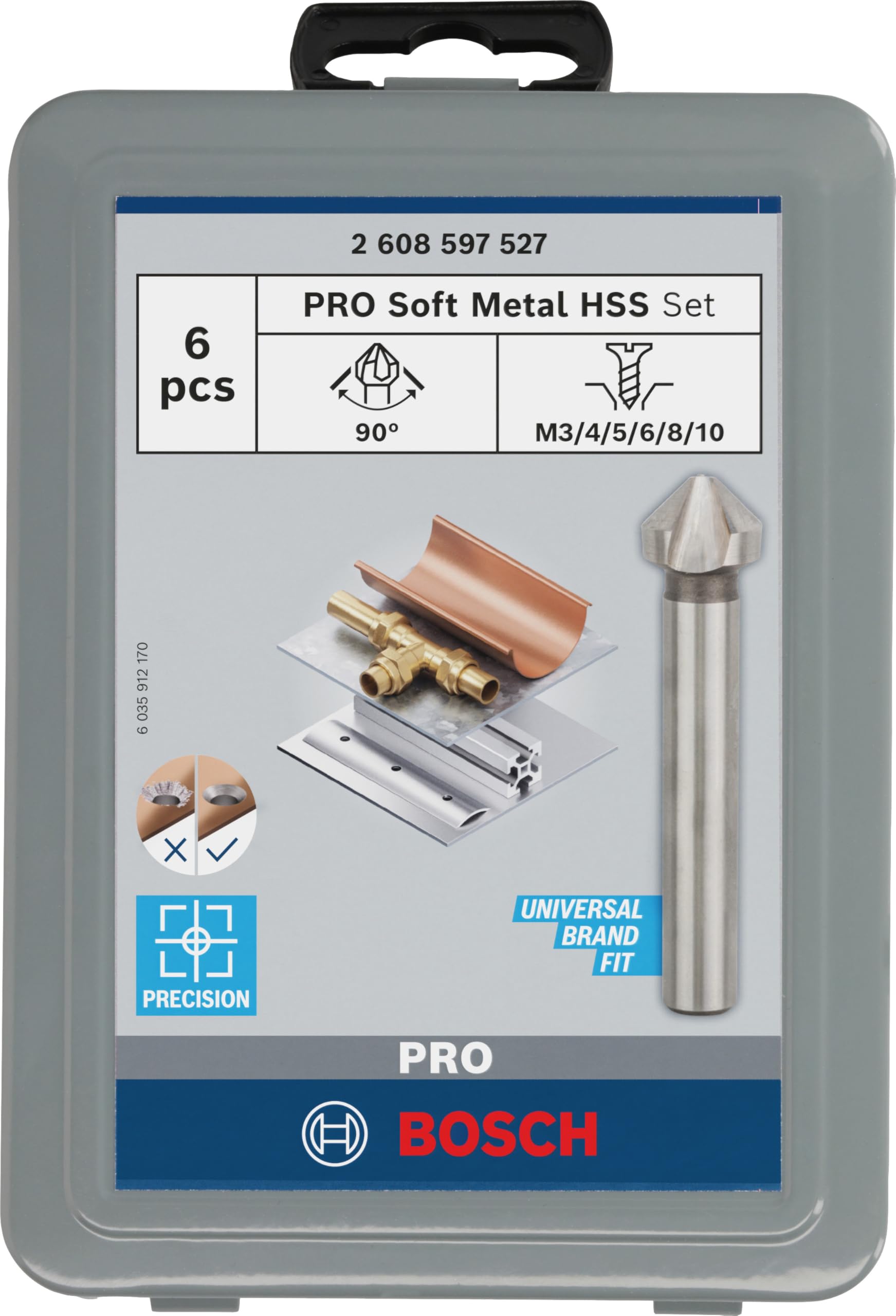 Bosch 6x Coffret de fraises coniques à lamer PRO Soft Metal HSS (pour Aluminium, Métaux non ferreux, Ø 6,3, 8,3, 10,4, 12,4, 16,5, 20,5 mm, Professional Accessoire Perceuses/visseuses rotatives)